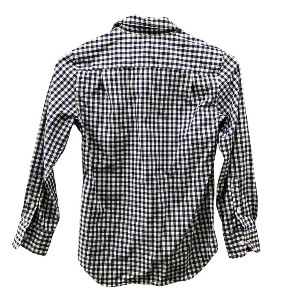 Crewcuts Ludlow‎ Shirt Boys Size 10 Long Sleeve Blue White Gingham Check